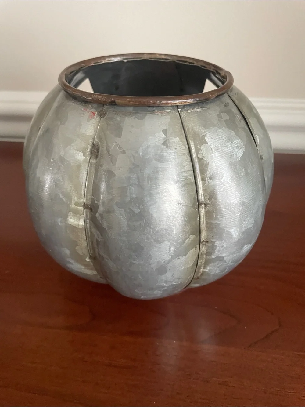Set of 2 Pottery Barn Galvanized Jack-o-Lanterns (Large & Small) - Retired Set